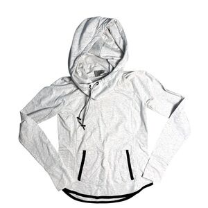 Athleta Lightweight Hoodie XS Gray Long Sleeve Thumbholes Black Trim